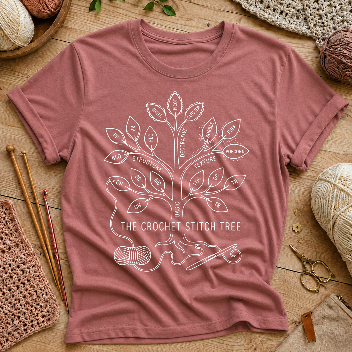 The Crochet Stitch Tree T-Shirt