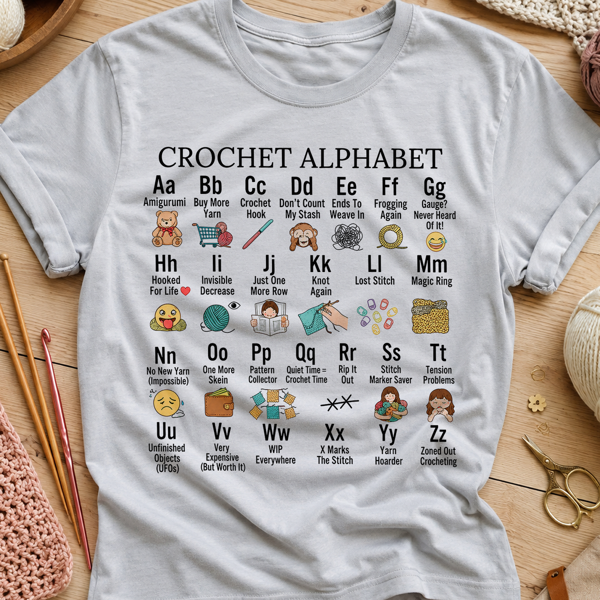 Crochet Alphabet T Shirt