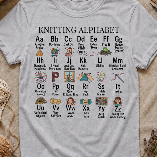 Knitting Alphabet T‑Shirt