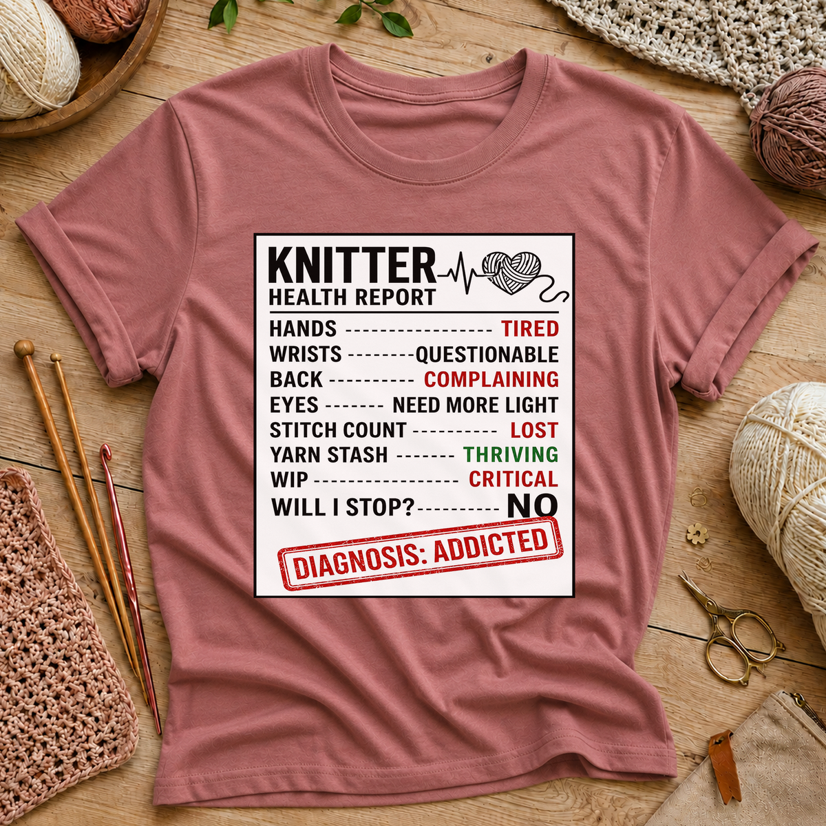 Knitter Health Report T-Shirt