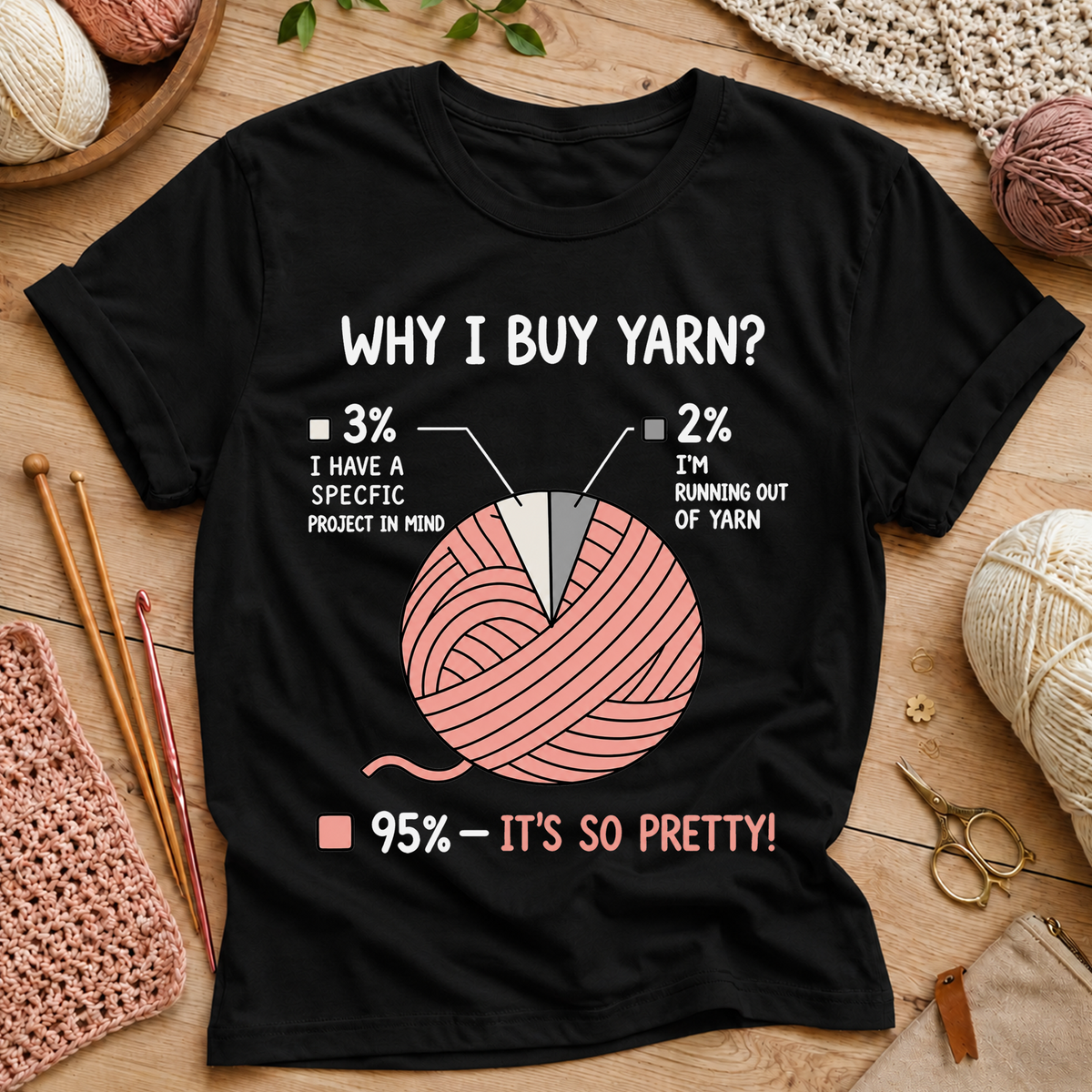 Why I Buy Yarn? 95% It’s So Pretty! T-Shirt