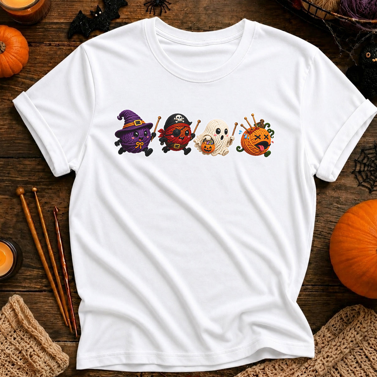 Halloween Candy Characters Tee — Cute Witch, Pirate, Ghost & Pumpkin Candy Shirt